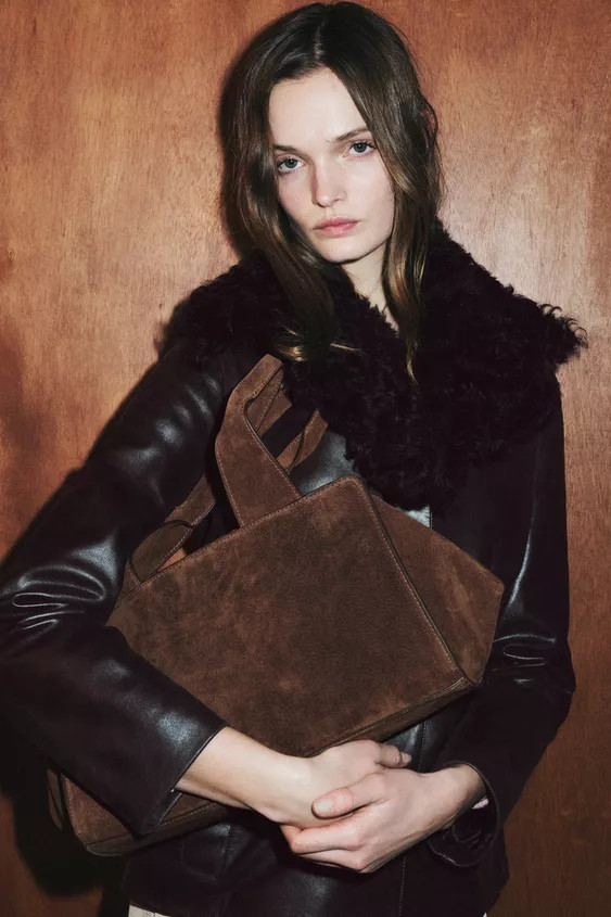 DOUBLE HANDLE SPLIT LEATHER BAG | Zara US