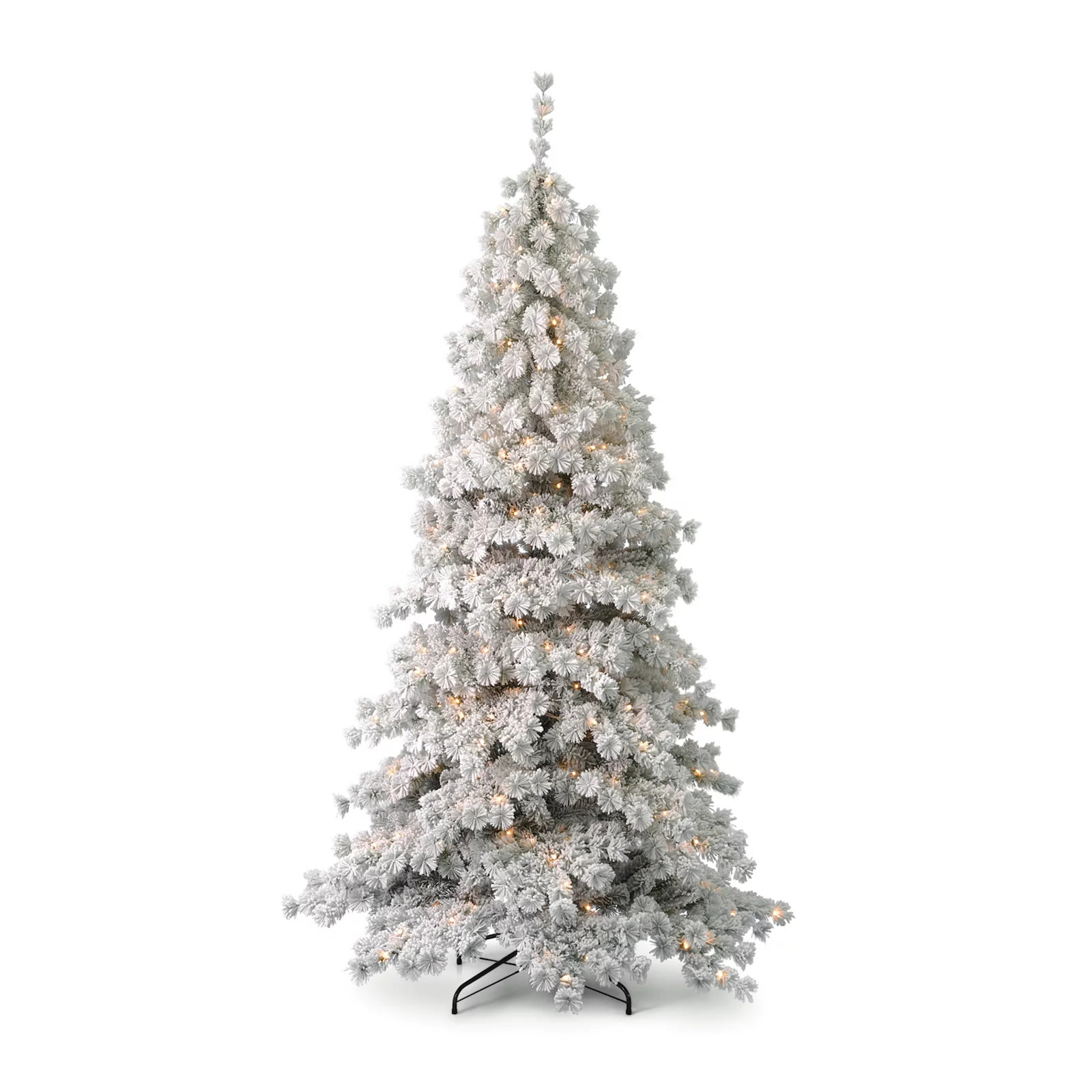 Seasonal LLC 7.5-ft. Pre-Lit Flocked Winter Fir Hard Needle Artificial Christmas Tree With White LED Lights and Remote, Green | Kohl's