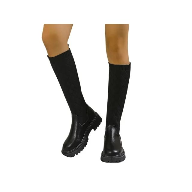 SIMANLAN Women Sock Boot Pull On Fashion Booties Chunky Platform Heel Boots Party Anti Slip Winte... | Walmart (US)