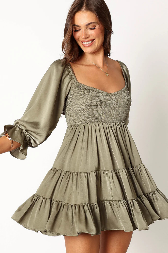 Popey Long Sleeve Mini Dress - Olive | Petal & Pup (US)