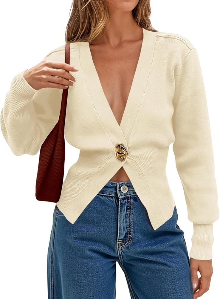 Cicy Bell Womens V Neck Knitted Cardigans Long Sleeve Button Down Sweaters Fall Casual Coats Oute... | Amazon (US)