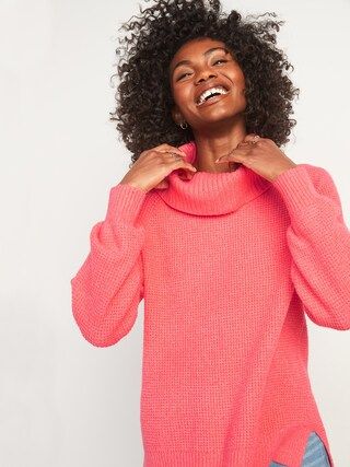 Textured Waffle-Knit Cowl-Neck Sweater for Women | Old Navy (US)