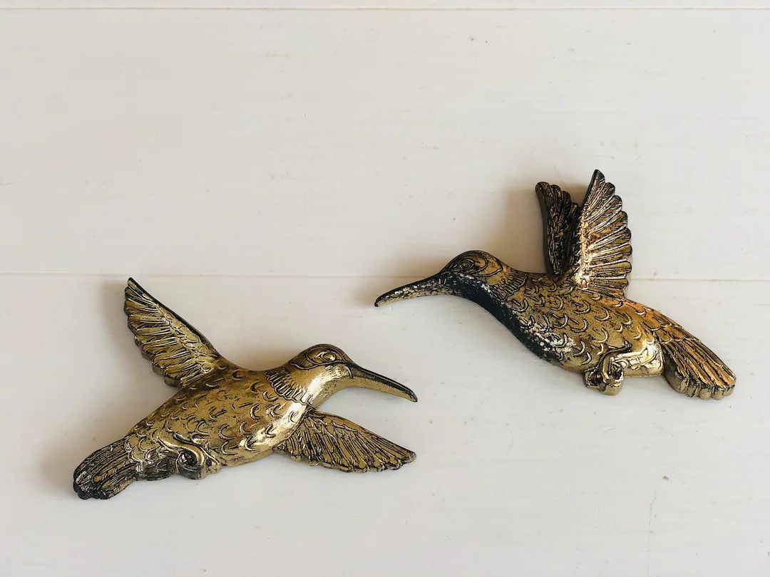Vintage HOMCO Plastic Gold tone Hummingbirds | Etsy (US)