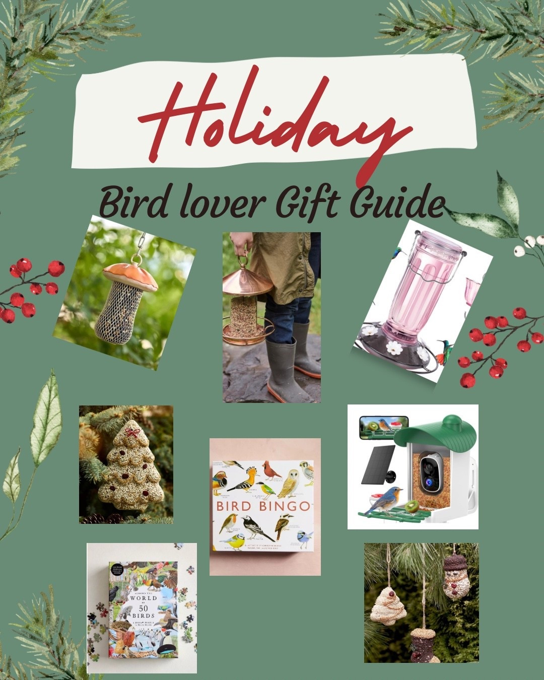
Shopping for a bird lover or backyard birdwatcher? This holiday gift guide is filled with the best nature-inspired gifts — from bird feeders and suet ornaments to bird puzzles, bird bingo, hummingbird feeders, outdoor bird cameras, and more. Perfect for gardeners, nature lovers, and anyone who enjoys feeding or watching birds through the winter. All items are linked in my LTK so you can shop them easily for Christmas gifts, stocking stuffers, or thoughtful nature-themed presents. Pin now and shop later!

#LTKGiftGuide #LTKHoliday