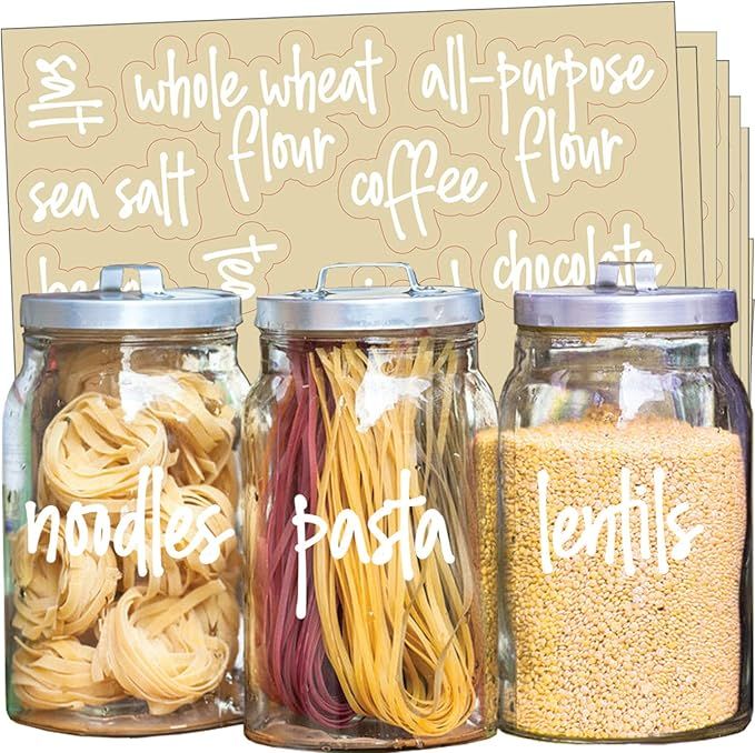 Talented Kitchen 157 White Script Pantry Labels – White Pantry Label Sticker Ingredients. Water... | Amazon (US)