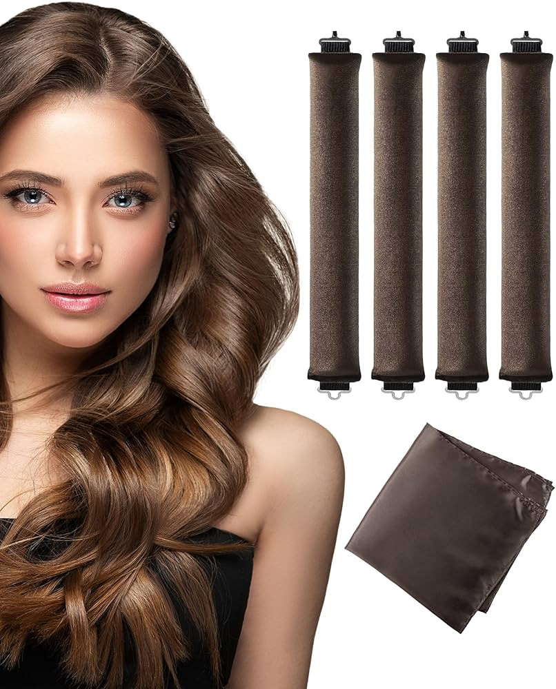 Heatless Curls Overnight Hair Curler - 4 Pcs Curling Rod to Sleep In, Velvet Hair Rollers with Sa... | Amazon (US)