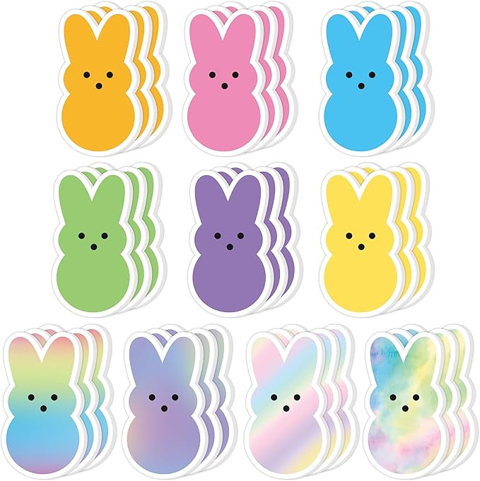 Xqumoi 30 Pack Easter Bunny Sticky Notes - Colorful Candy Bunny Self Sticky Notepads Easter Rabbi... | Amazon (US)