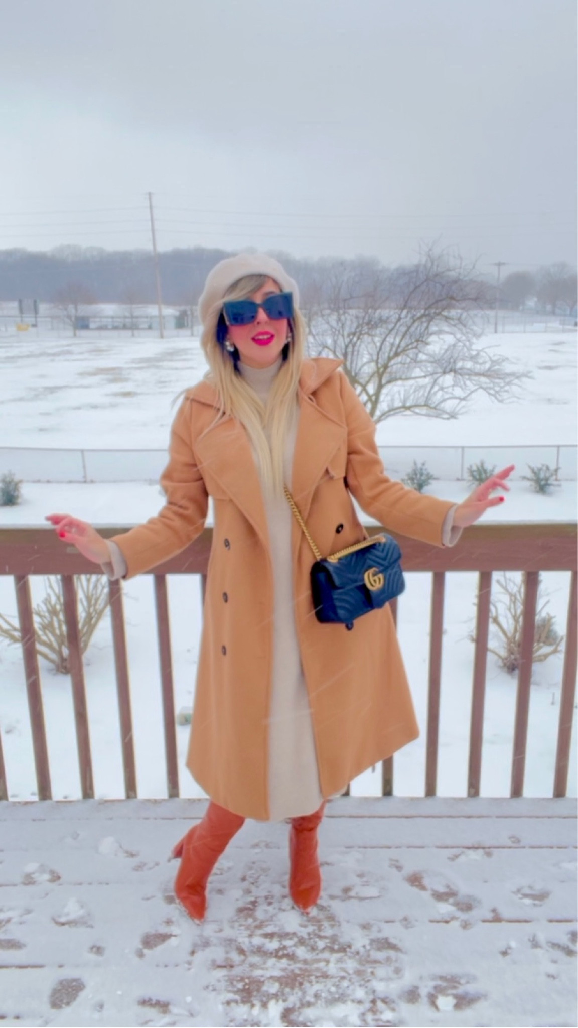 Realistic Winter Outfit

4 layers Outfit:
- 2 Sweatshirts @Amazon
- 2 Fleece Pantyhose @Amazon
- Thick Midi Dress @Target
- Long Camel Coat @Amazon

Accessories:
- Beret @Amazon
- Earrings @Nordstrom
- Boots @Amazon
- Rings @KayJewelers
- Sunglasses @YSL
- Handbag @Gucci (tip: outlet or pre-loved Gucci handbags are great options, since they unfortunately sometimes don’t hold their value!)

#LTKStyleTip #LTKSaleAlert #LTKSeasonal