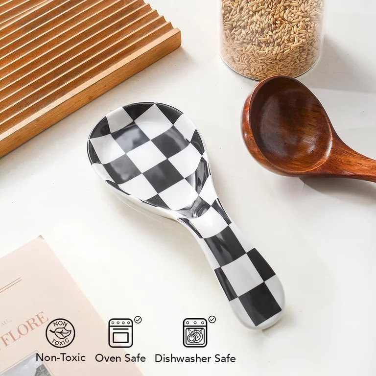 TYHREF-Ceramic Spoon Rest for Stove Top, Checkered Spoon Holder Utensil Rest, Cute Spoon Rests fo... | Walmart (US)