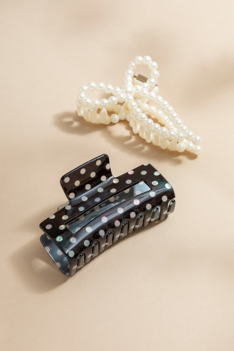 Regina Pearl And Polka Dot Hair Claw Set | Francesca's