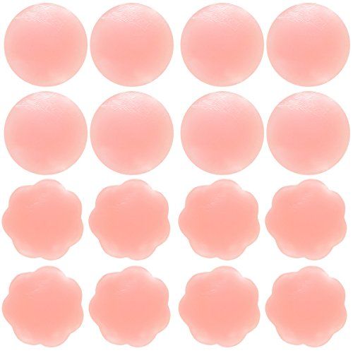 Senchanting Thin Reusable Adhesive Silicone Nipple Covers Breast Petals Pasties (4 pair round+4 pair | Amazon (US)