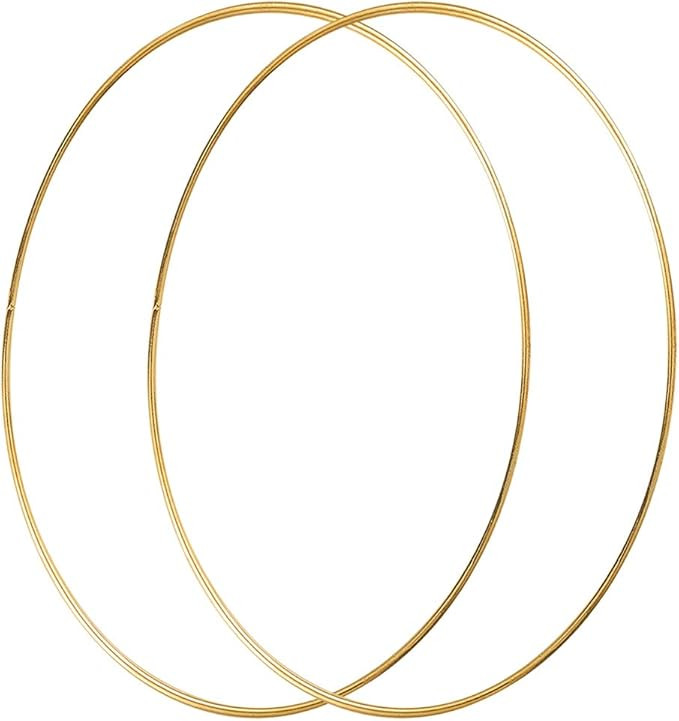 Sntieecr 2 Pack 14 Inch Large Metal Floral Hoop Wreath Macrame Gold Craft Hoop Rings for Making C... | Amazon (US)