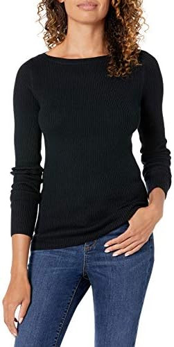 Amazon Essentials Women's Lightweight Ribbed Long-Sleeve Boat Neck Slim-Fit Sweater | Amazon (US)