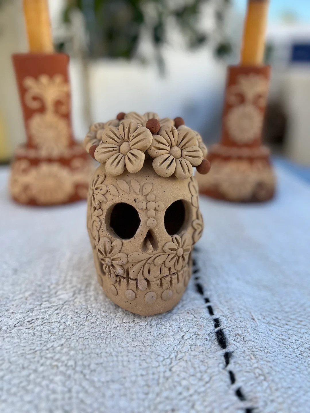 Day of the Dead Clay Skull Small - Etsy | Etsy (US)