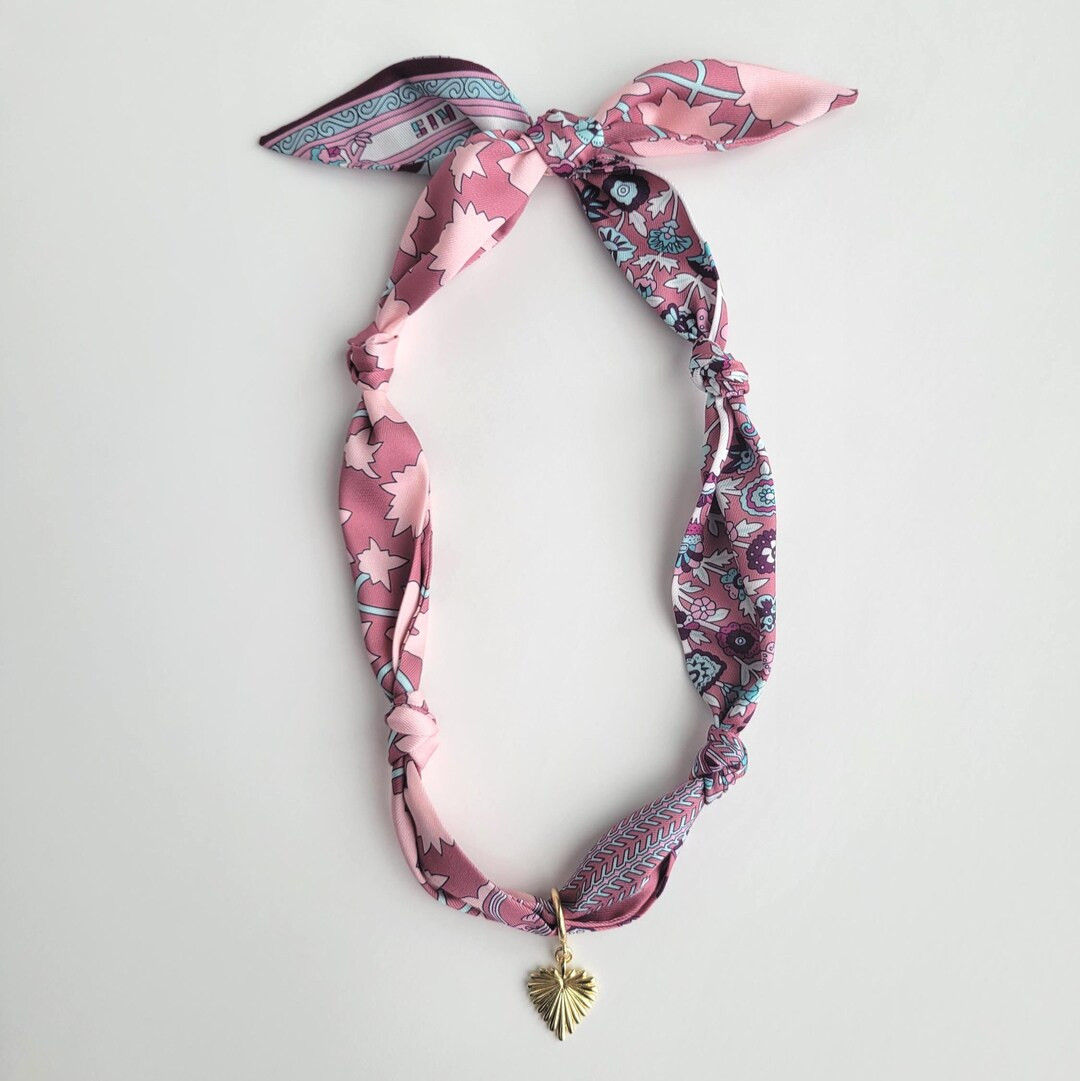 Scarf Bandana Gold Filled Heart Charm Necklace | Pink Blue | Game Day | Trendy Fashion | Handcraf... | Etsy (US)