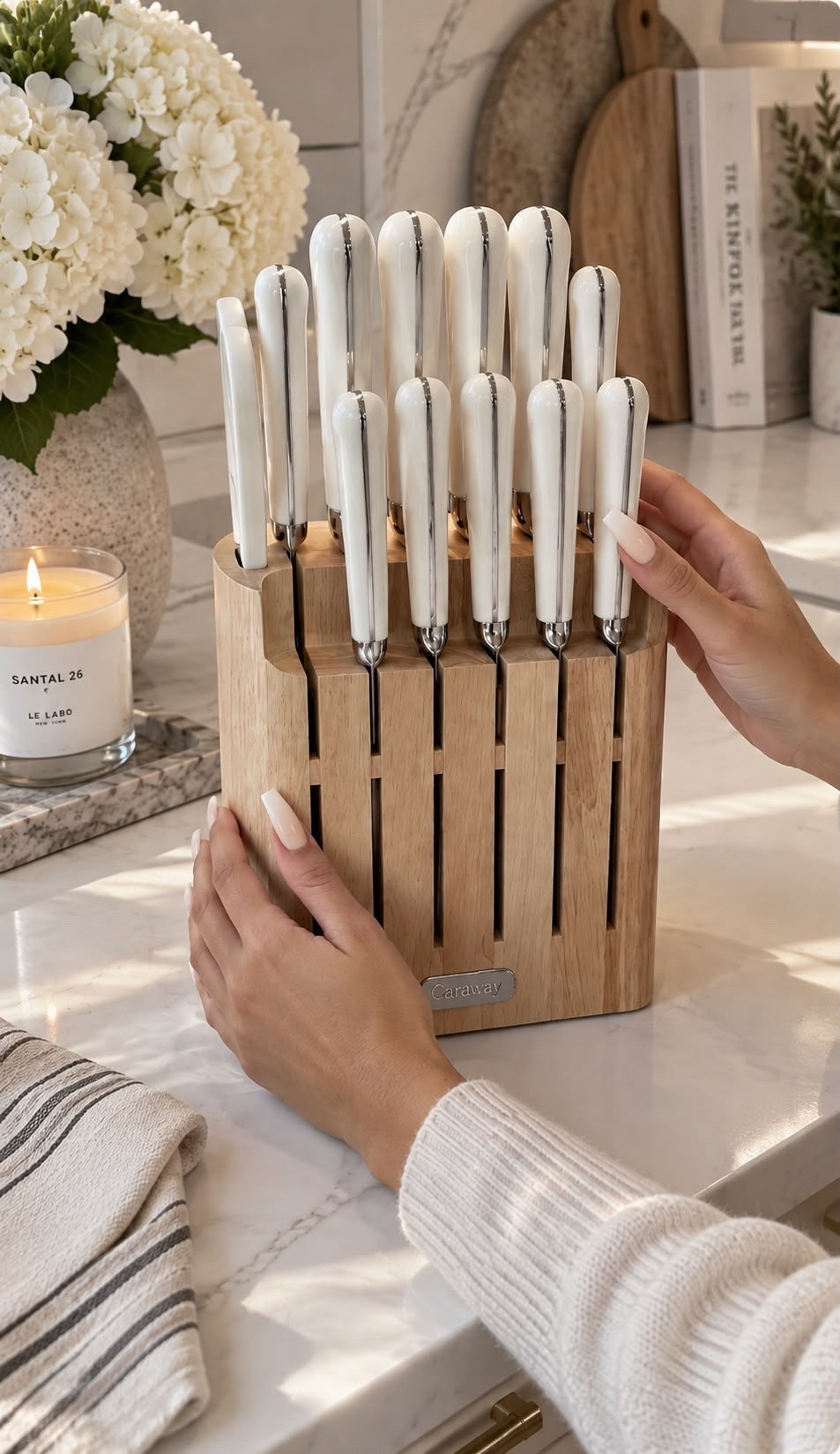 The kitchen upgrade I didn’t know I needed 🤍🔪 This knife set is giving designer kitchen vibes without the designer price tag. The sleek white handles + wood block make it look SO chic sitting on the counter, and it’s actually practical too. ✨

Shop now this gorgeous kitchen find on LTK! 🛍️

 

 #LTKmorningroutine #LTKfoodie #LTKHome