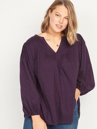 Long-Sleeve Oversized Clip-Dot Poet Tunic Blouse for Women | Old Navy (US)