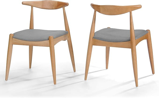 Christopher Knight Home Francie Fabric with Oak Finish Dining Chairs, 2-Pcs Set, Beige / Oak | Amazon (US)