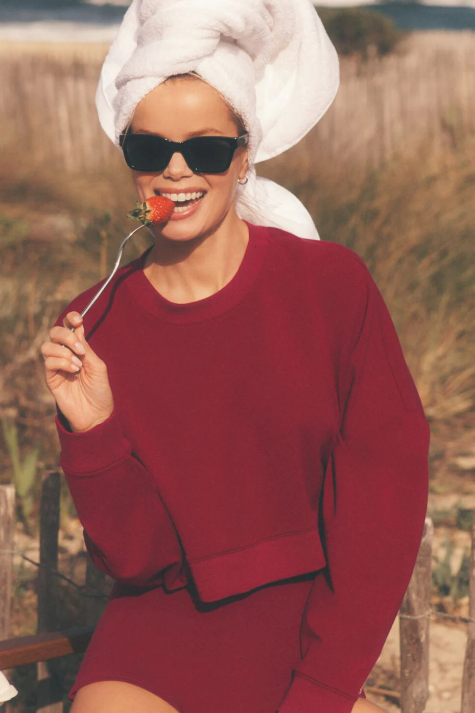 ALO | Cropped Sway Crewneck Neck Pullover Top in Summer Romance Red, Size: 2XS | Alo Yoga