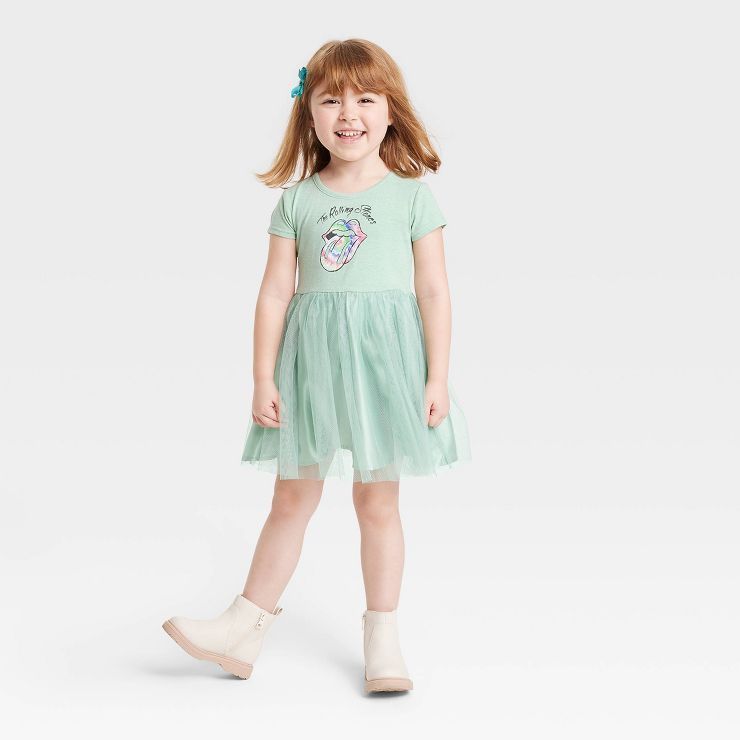 Toddler Girls' The Rolling Stones Printed A-Line Dress - Green | Target