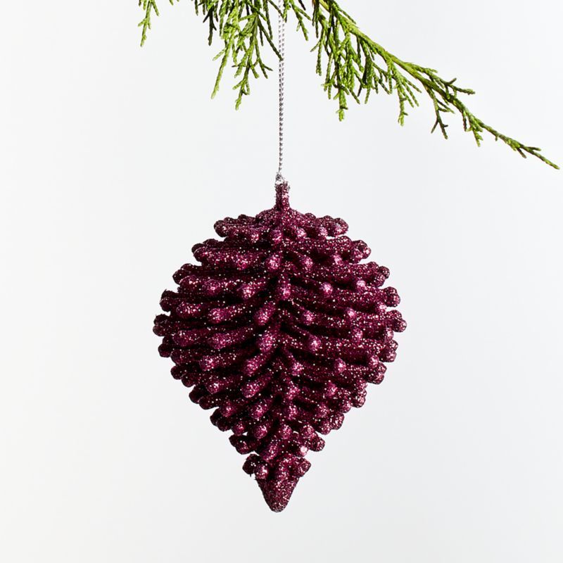 Merlot Linear Glitter Onion Ornament | Crate and Barrel | Crate & Barrel