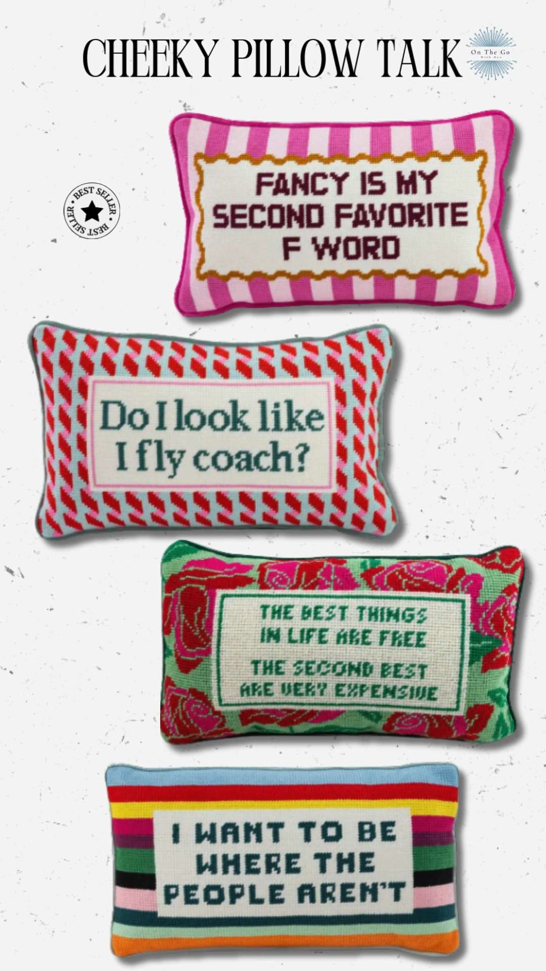 OMGeezzz! Give your bestie a great laugh with these cheeky pillows. Needlepoint has never been so cute.  

 #LTKmomlife #LTKHome #LTKSaleAlert