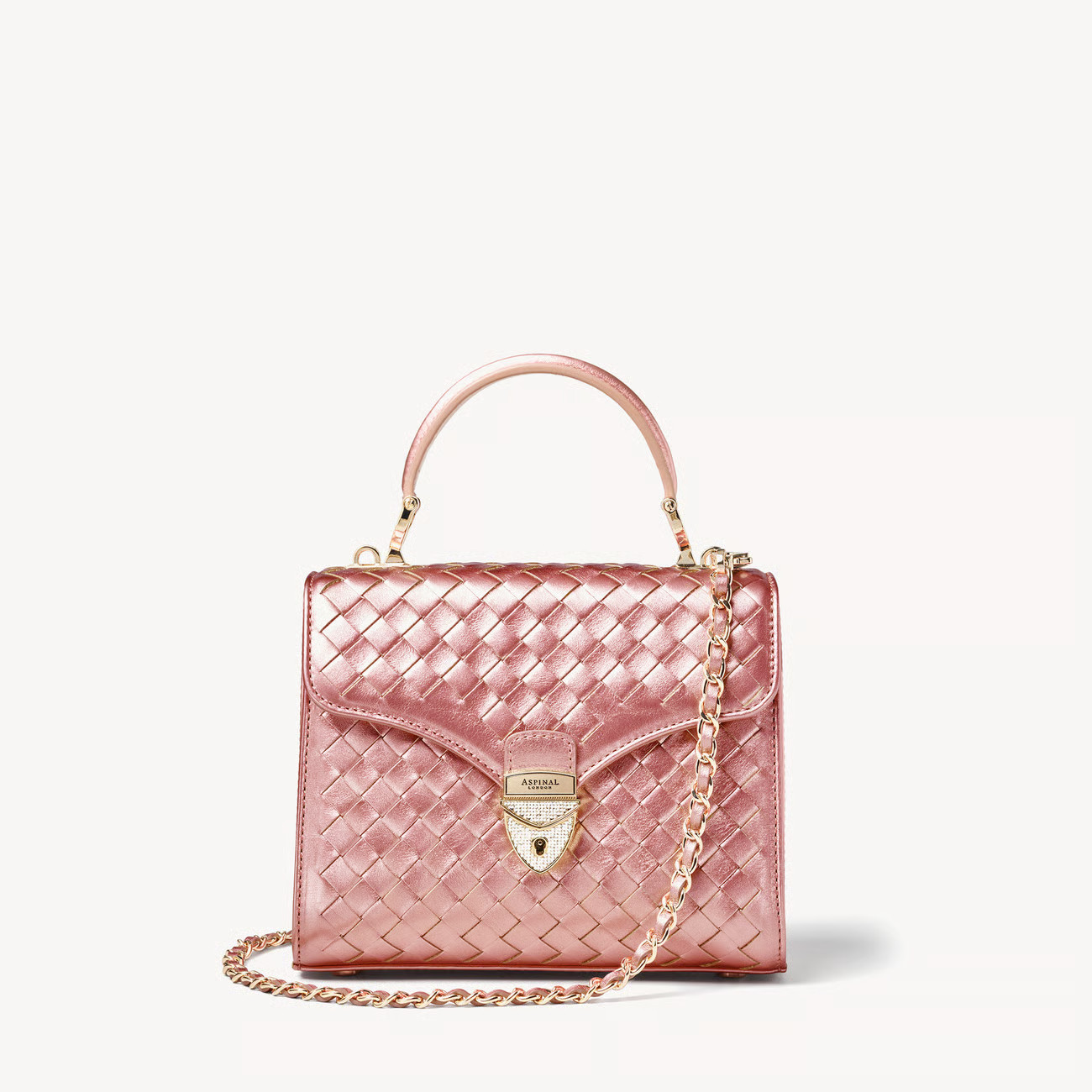 Midi Mayfair®

        
            
            Blush Pink Metallic Woven Leather | Aspinal of London US