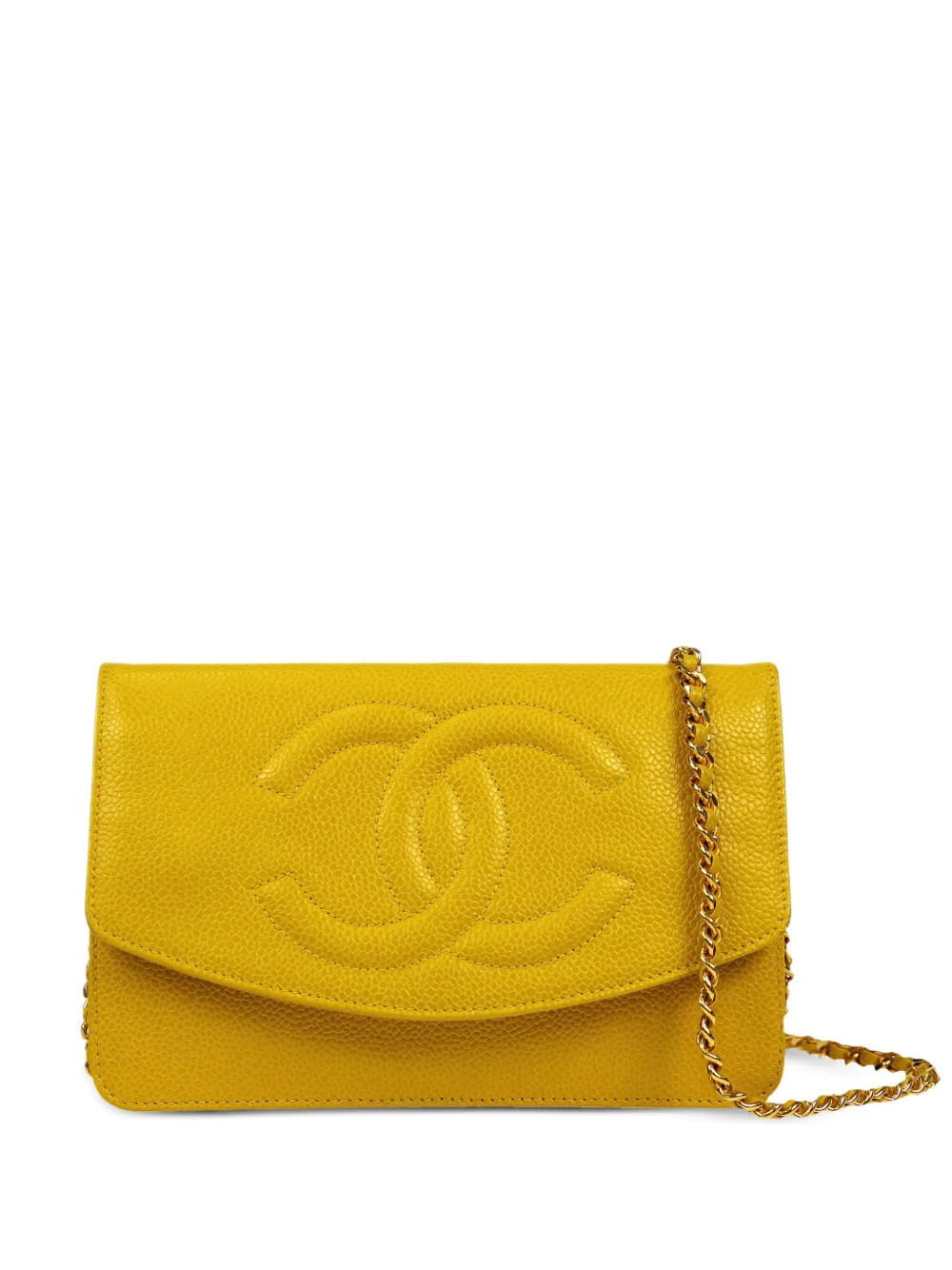 CHANEL Pre-Owned 1997 CC logo-embossed wallet-on-chain - Yellow | Farfetch Global