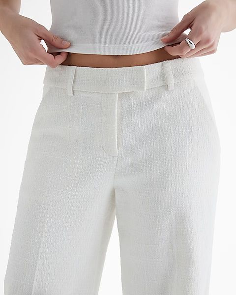 Mid Rise Boucle Relaxed Trouser Pant | Express