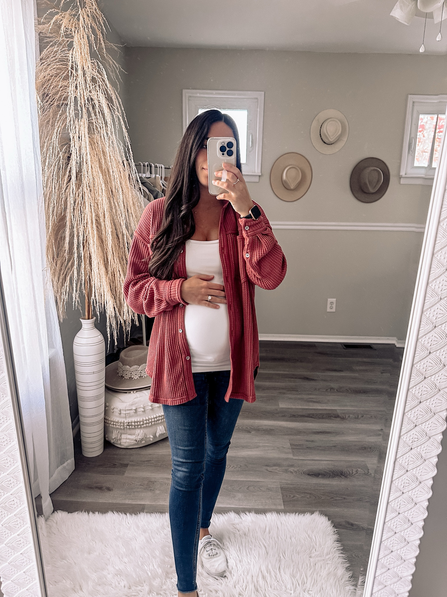 Easy Fall maternity look! 🍁🍂Loving this non maternity button up paired with this maternity tank and the most comfy maternity jeans 🤰🏻.   #pregnancystyle #bumpstyle #maternitystyle #fallmaternityoutfits 

#LTKBump #LTKSeasonal