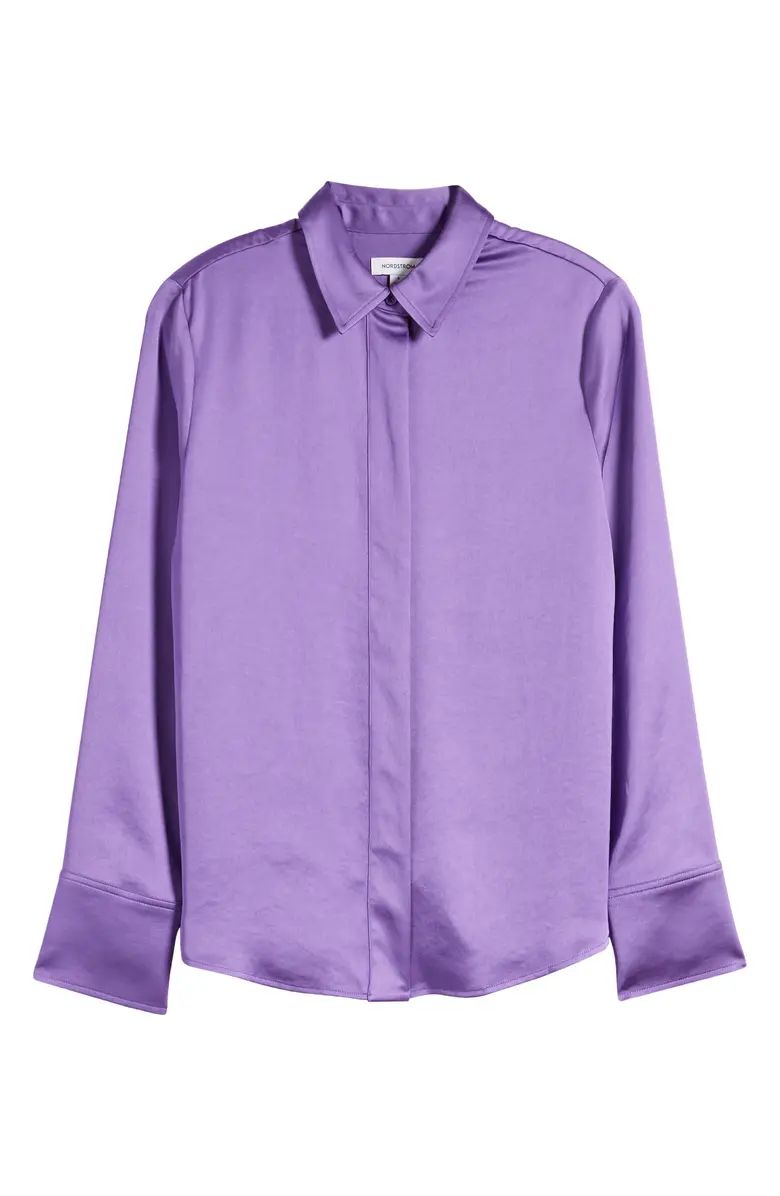 Oversize Satin Button-Up Top | Nordstrom
