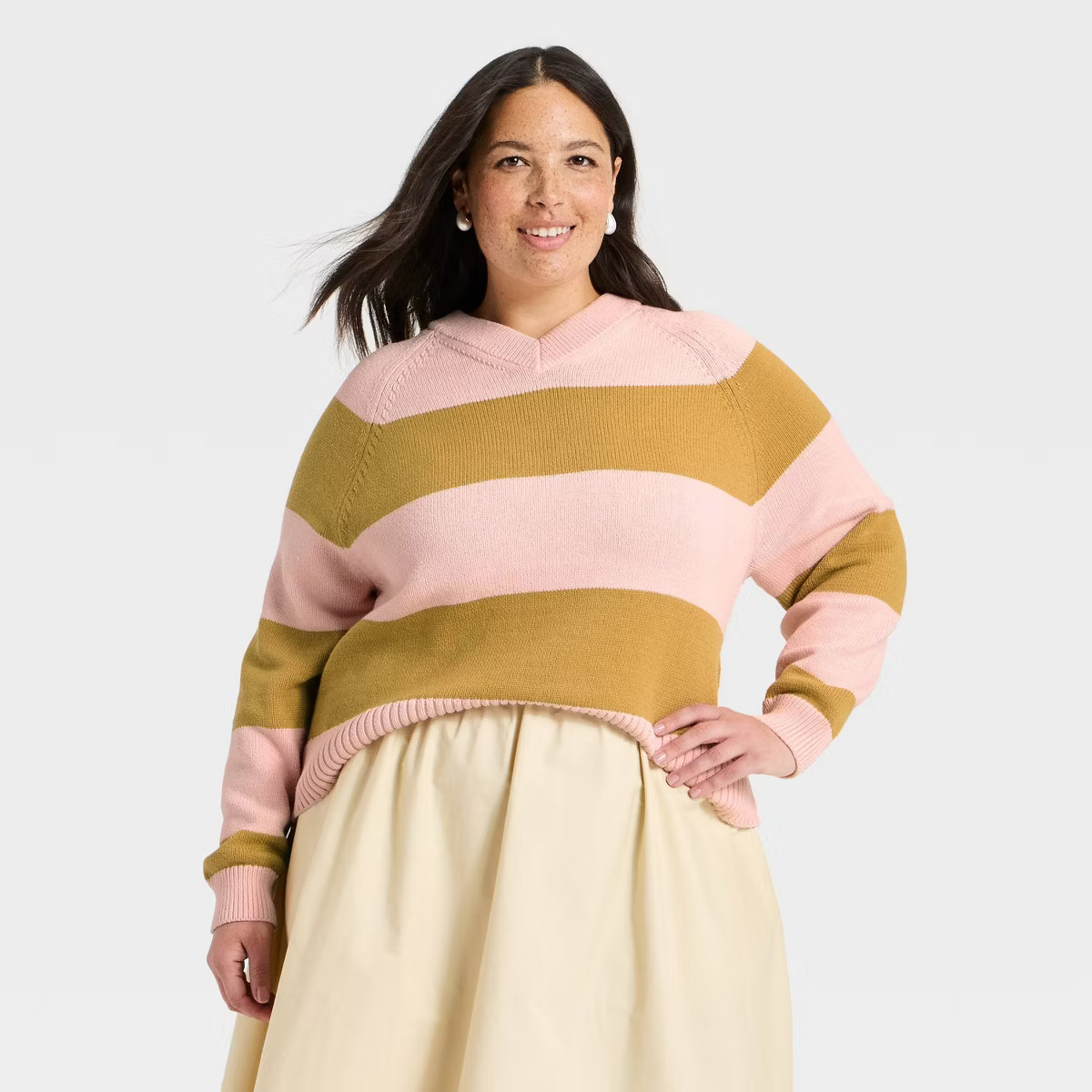 Women's Long Sleeve High V-Neck Pullover Sweater - A New Day™ | Target