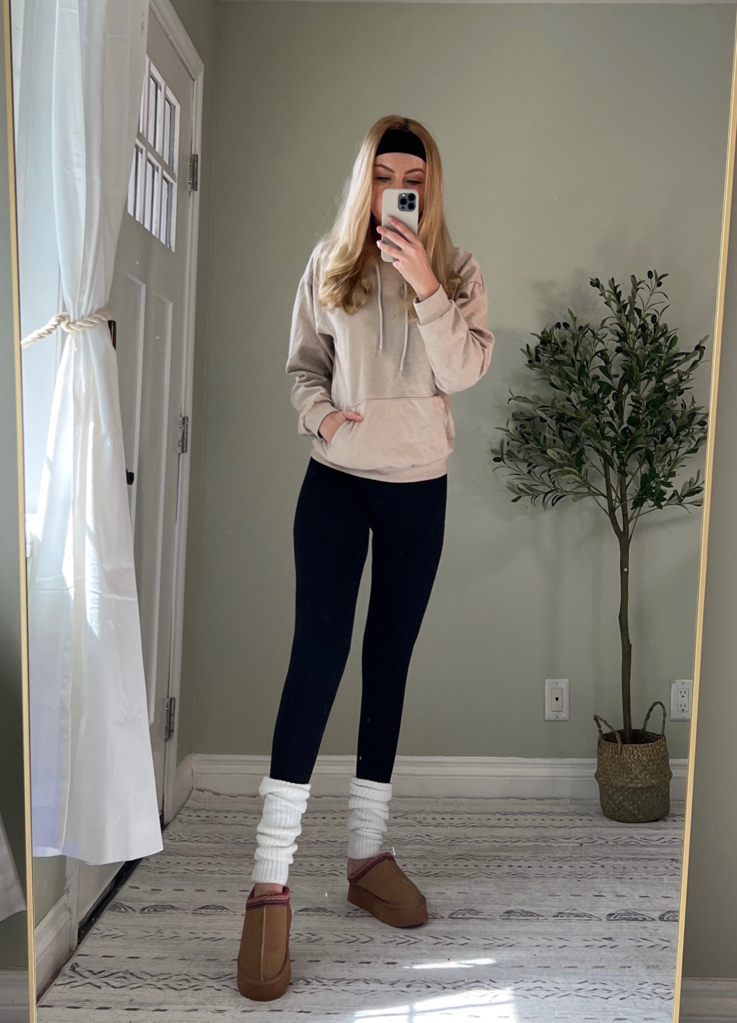 Your new go to cozy comfy vanilla girl look for fall! A tan hoodie, black leggings, uggs and leg warmers! Yes, we’re bringing that back😎 

#LTKSeasonal #LTKfindsunder50 #LTKxPrime