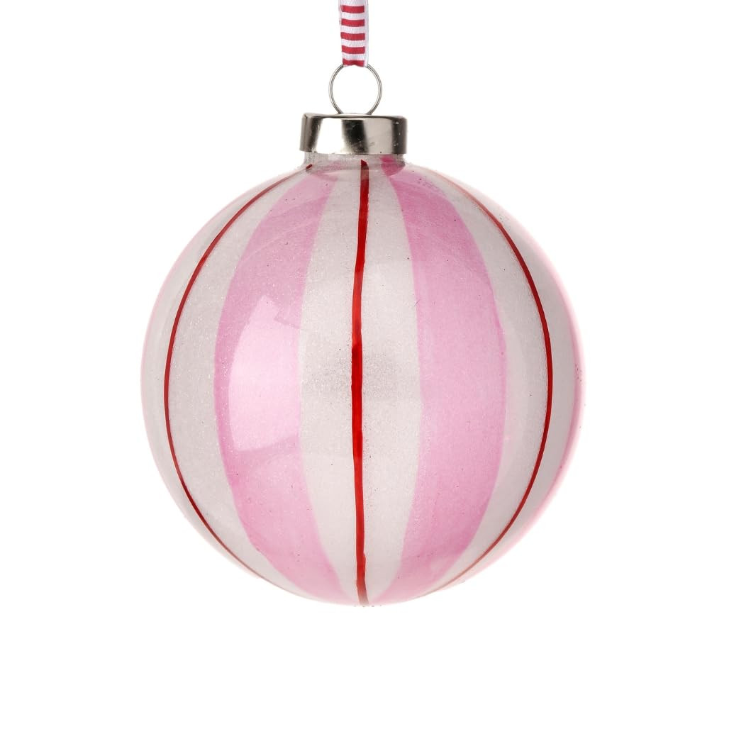Regency 4" Pink, White, and Red Candy Striped Glass Ball Ornament MTX74727 | Amazon (US)