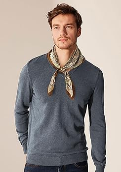 GERINLY Vintage Silk Feel Square Scarf for Men Satin Bandana Tiny Pattern Print Neckerchief Geome... | Amazon (US)