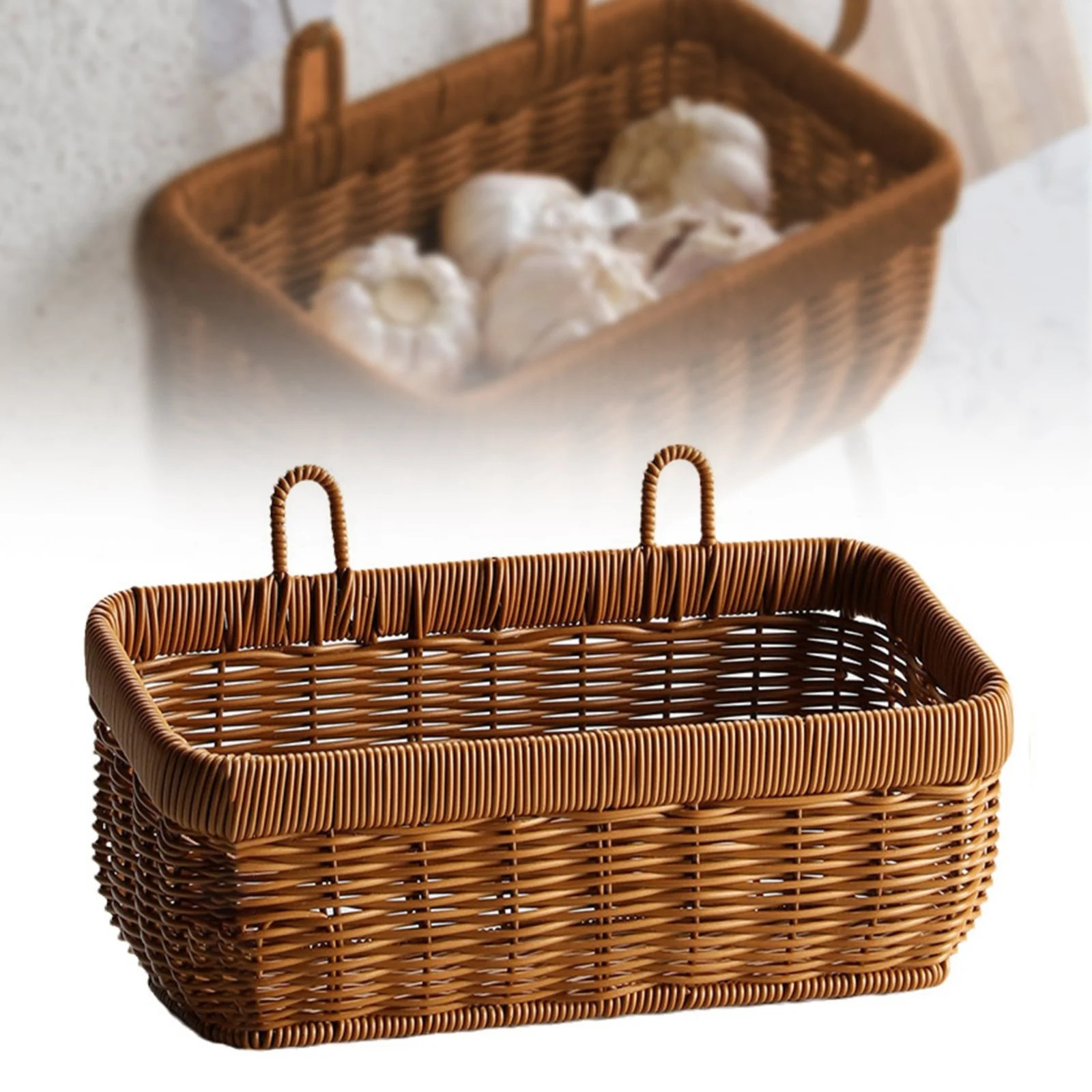 Woven Kitchen Storage Basket Wall Hanging Organizers, Hanging Storage Baskets, Wall Decorative St... | Walmart (US)