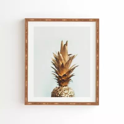 Deny Designs 11-Inch x 13-Inch Chelsea Victoria Gold Pineapple Bamboo Framed Wall Art | Bed Bath & Beyond