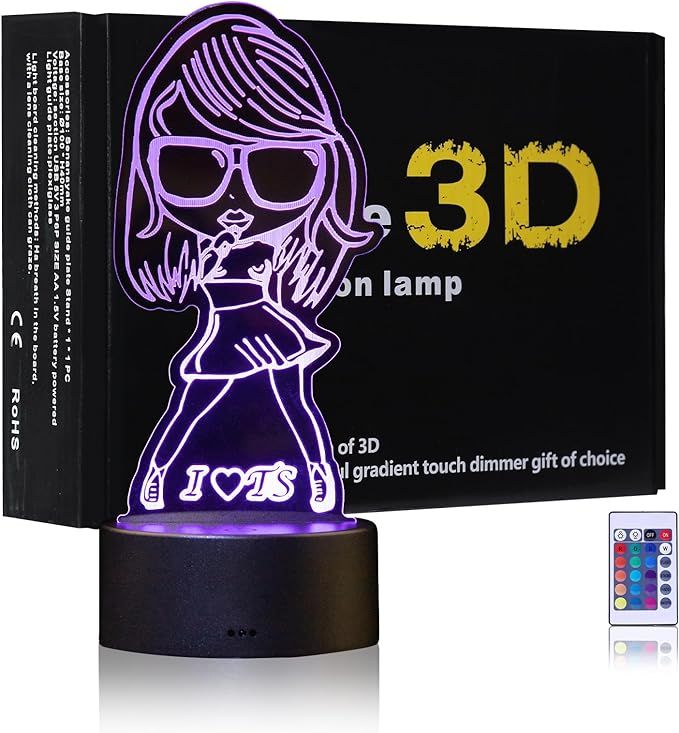 3D Singer Night Light Led Table Lamps 16 Colors Changing with Remote Gifts for Boys Girls Kids Ch... | Amazon (US)