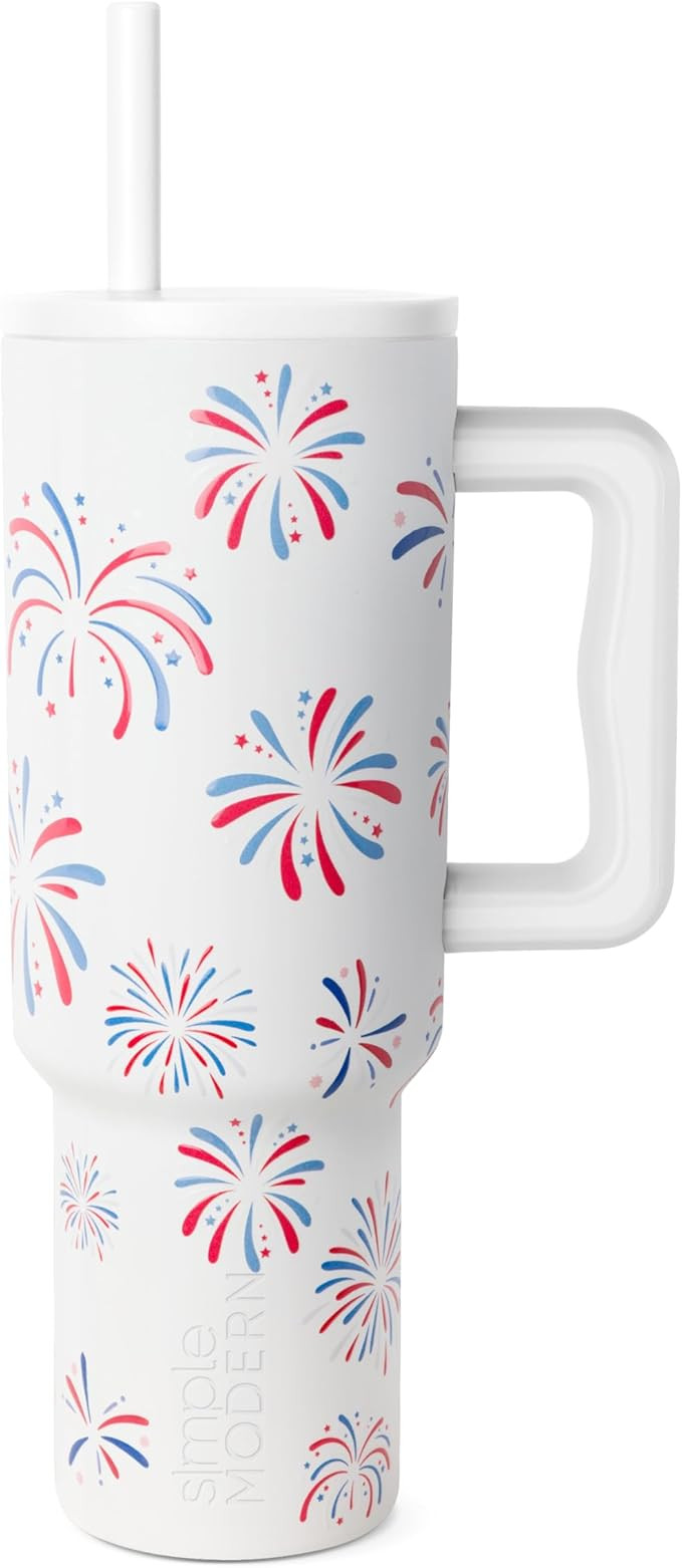 Simple Modern 40 oz Tumbler with Handle and Straw Lid | 4th of July Insulated Reusable Stainless ... | Amazon (US)