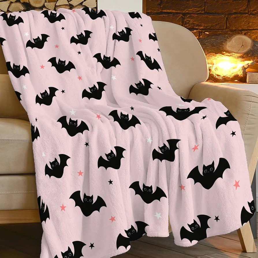 Pink Bat Throw Blanket Bats Print Throw Blankets for Couch Sofa Bed Stuff Decor Soft Cozy Fleece ... | Amazon (US)