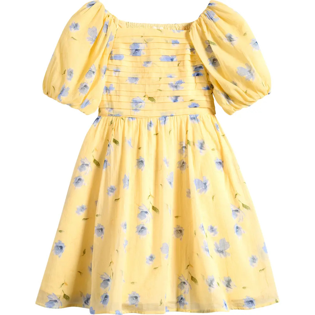 abercrombie kids Kids' Cotton Puff Sleeve Cotton Voile Sundress in Anise Flower at Nordstrom, Size 11-12 | Nordstrom