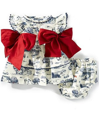 Edgehill Collection Baby Girls Sleeveless Flag Toile Print Side-Bow Dress | Dillard's | Dillard's