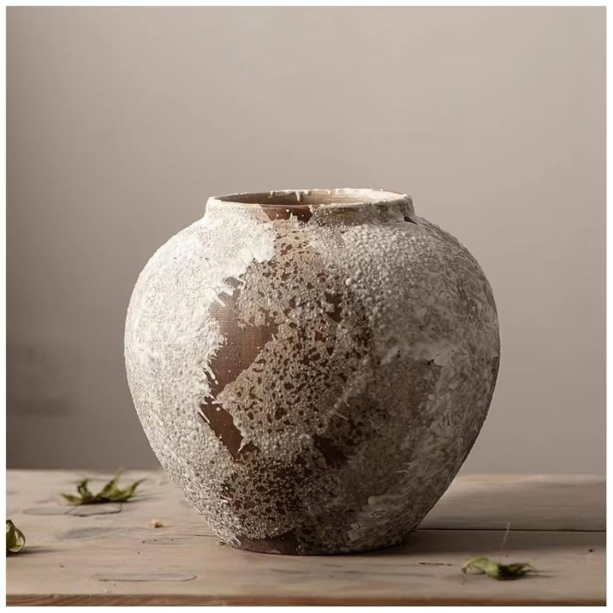 Vintage Wabi-Sabi Style Ceramic Vase, Rustic Floor Tall Vase for Farmhouse Decor, Living Room Ent... | Amazon (US)