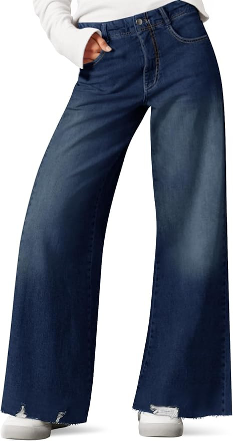 Cicy Bell Women's Wide Leg Jeans Casual High Waisted Distressed Frayed Hem Loose Trendy Baggy Den... | Amazon (US)