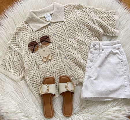 Happy Sunday! Here’s a fun look for you today with this open knit top! Wear it as a top, swim cover up or as a cardigan… so many options! Everything here is linked for you 🤍 Have a great day! 

#LTKstyletip #LTKshoecrush #LTKfindsunder50