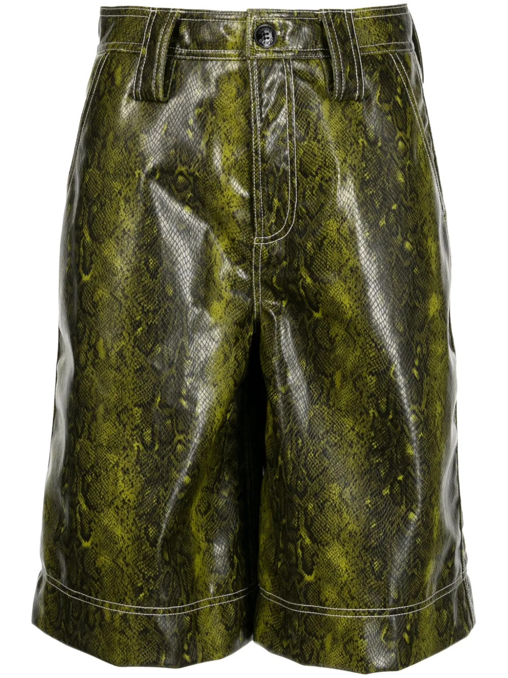 GANNIsnake-print faux-leather shorts | Farfetch (BR)