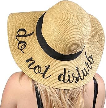Women’s Bold Cursive Embroidered Adjustable Beach Floppy Sun Hat | Amazon (US)