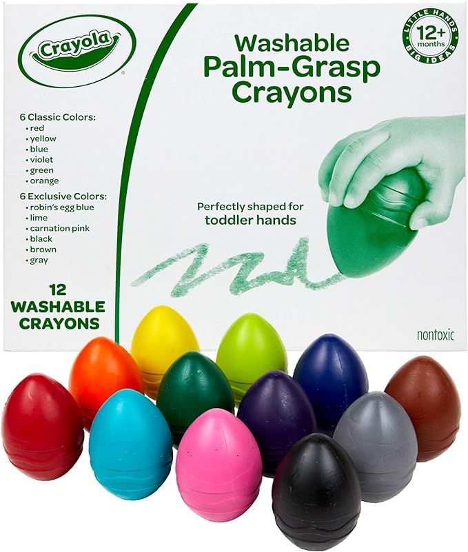 Crayola Egg Crayons (12ct), Jumbo Washable Crayons, Big Crayons For Toddlers, Sensory Toys, Toddl... | Amazon (US)