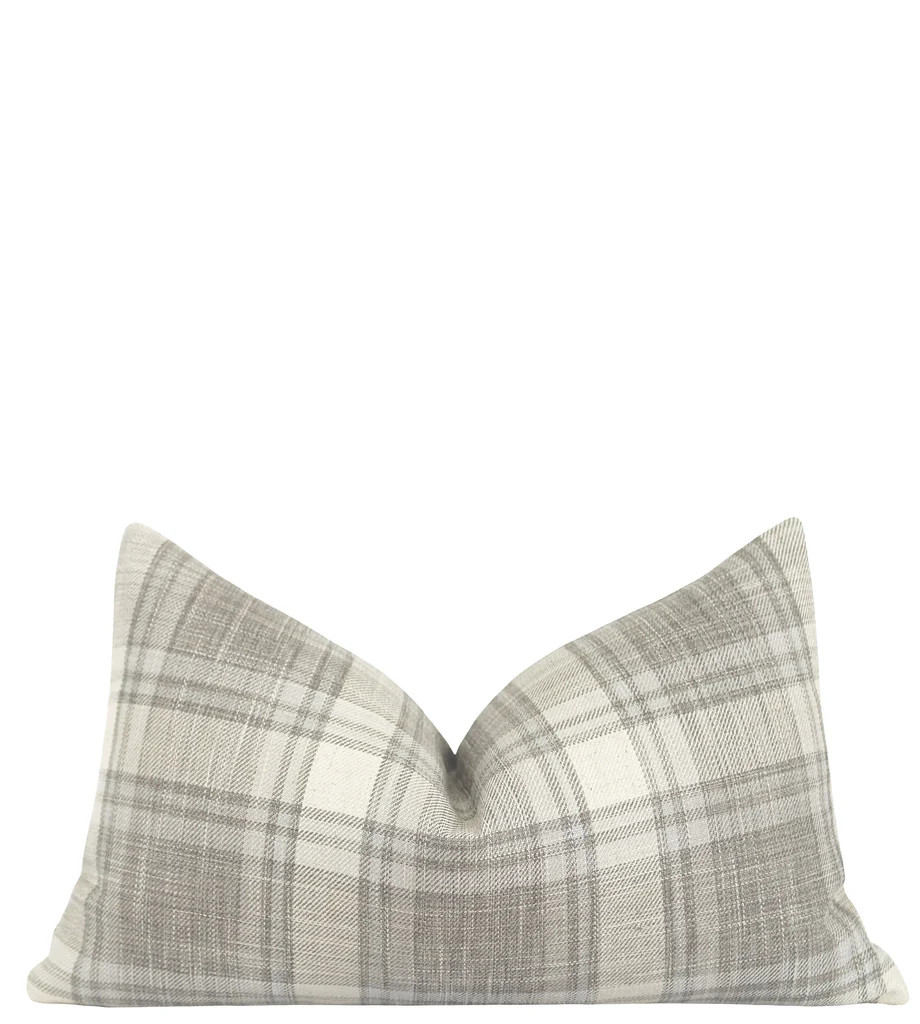 Micah Slate Woven Plaid Pillow | Land of Pillows