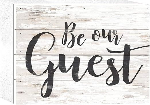 P. Graham Dunn Be Our Guest Script Whitewash 8 x 6 Solid Wood Boxed Pallet Plaque Sign | Amazon (US)